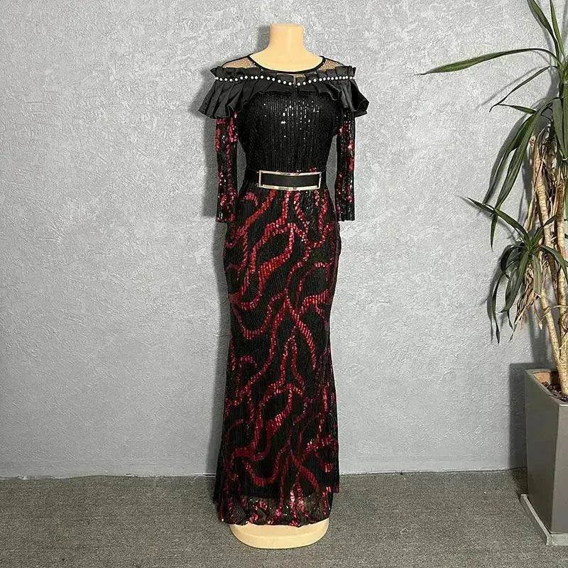 Sequined Embroidered Maxi Dress Slim-fit Fishtail Skirt Evening Gown - EX-STOCK Canada
