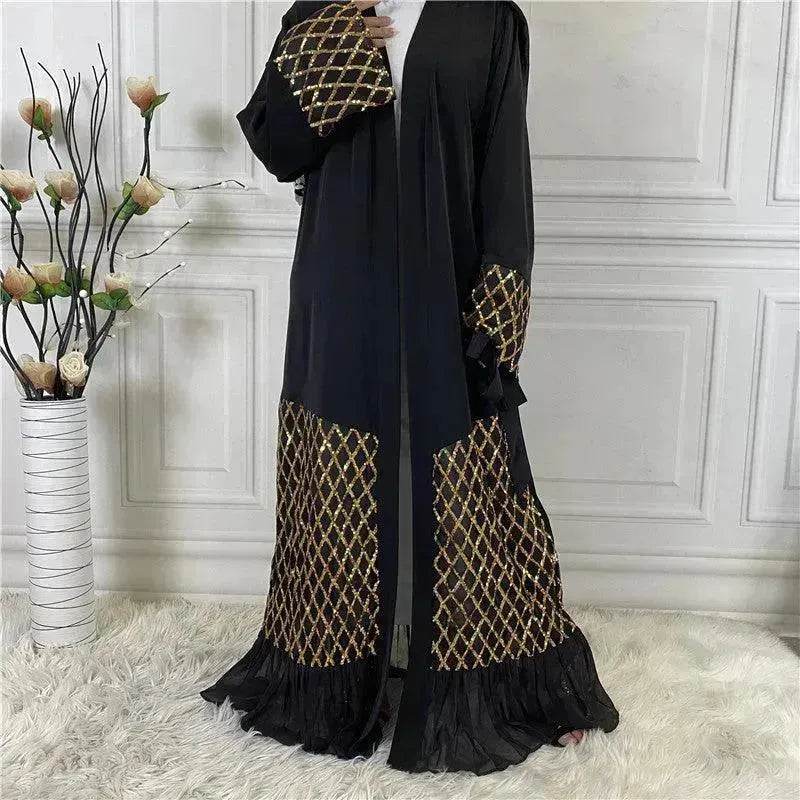 Sequined Embroidered Outerwear Robe Turkey Arab Dubai Middle East Women's Chiffon Cardigan Abaya Dress - EX-STOCK Canada