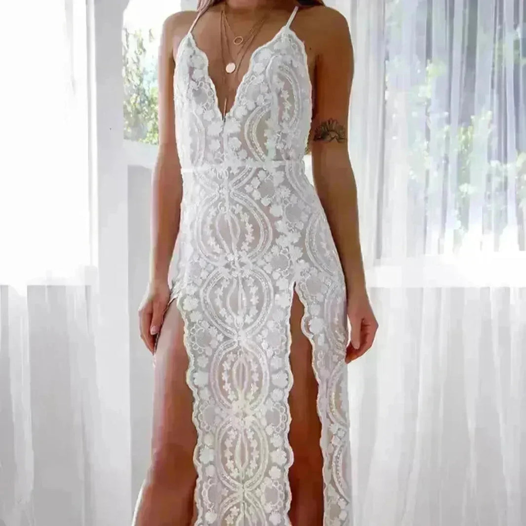 Sexy Fashion Suspender Sleeveless Split Summer Women Dress - EX-STOCK CANADA