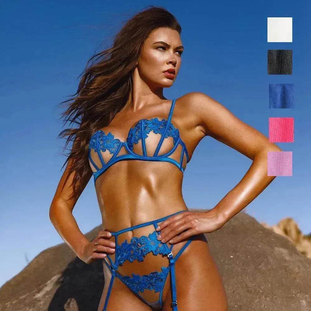 Charming Thong Flower Embroidery – Delicate Lace Women’s Lingerie - EX-STOCK Canada