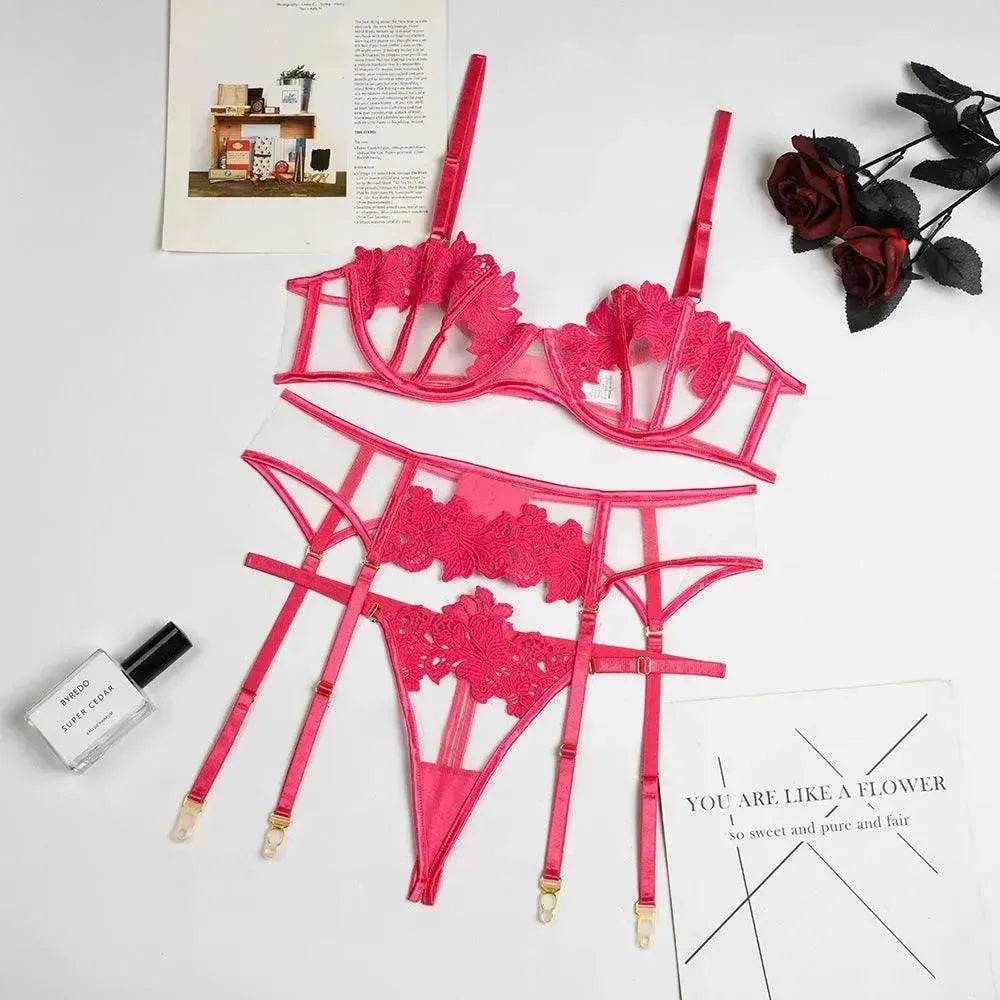 Charming Thong Flower Embroidery – Delicate Lace Women’s Lingerie - EX-STOCK Canada