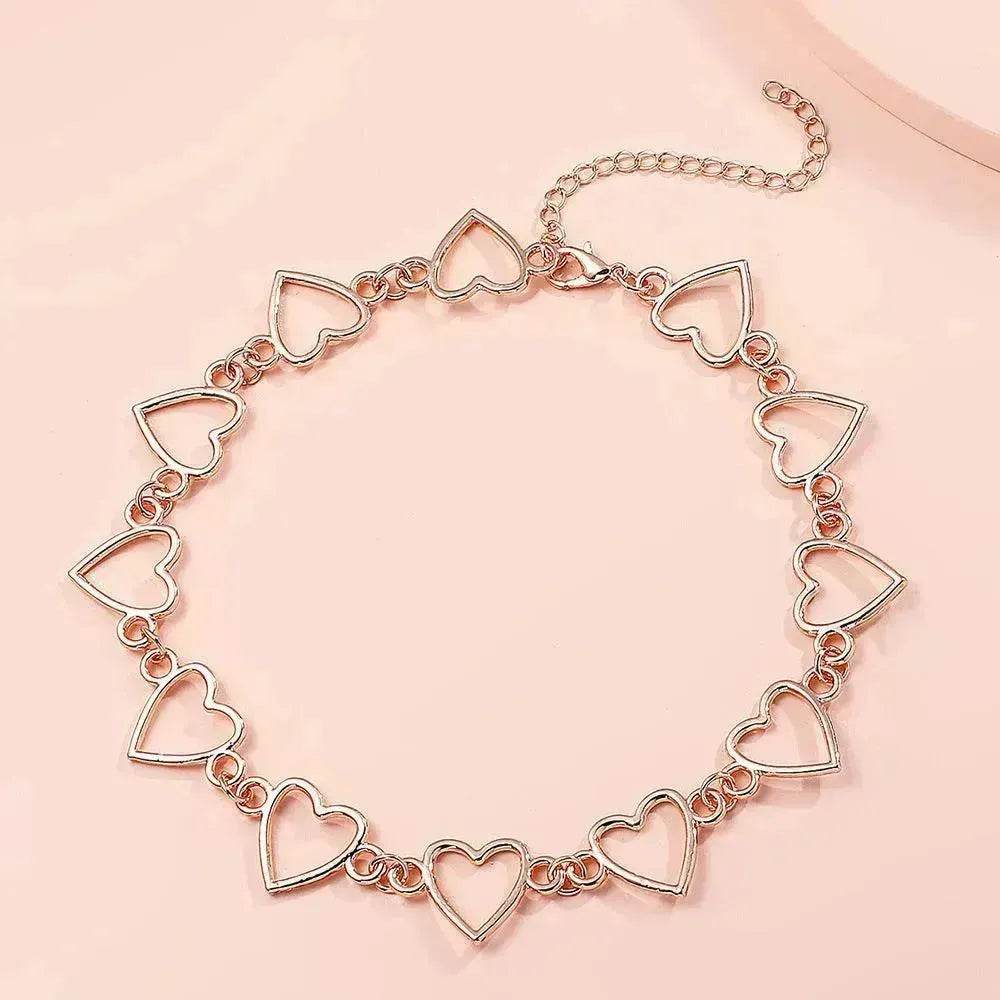 Simple Hollow Heart Temperament Peach Heart Clavicle Chain Necklace for Women - EX-STOCK Canada