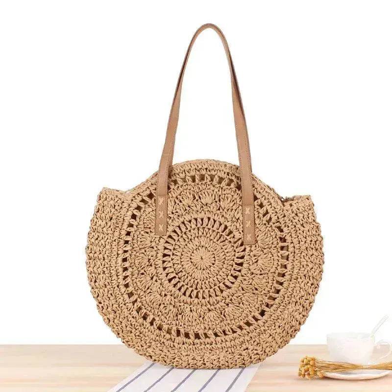 Simple Round Shoulder Bag Straw Handbag Summer Beach Bags - EX-STOCK Canada