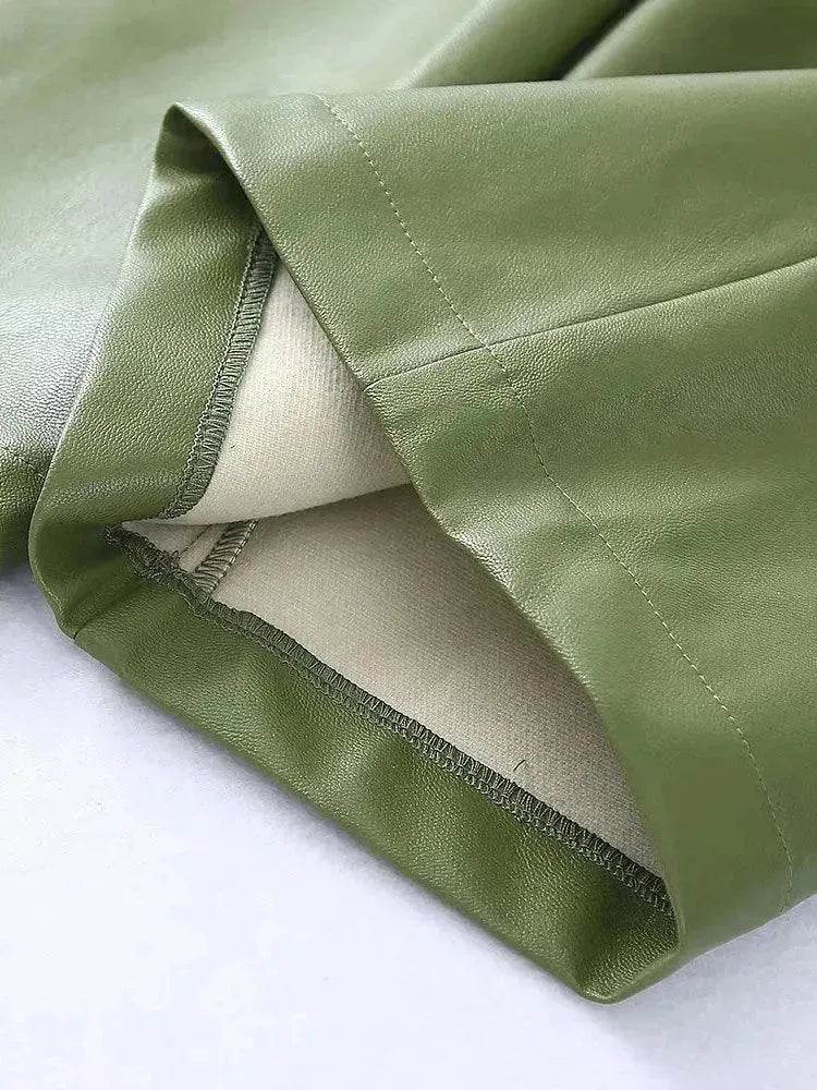 Single Breasted Casual Imitation Leather Suit Jacket Trousers Suit Women - EX-STOCK Canada