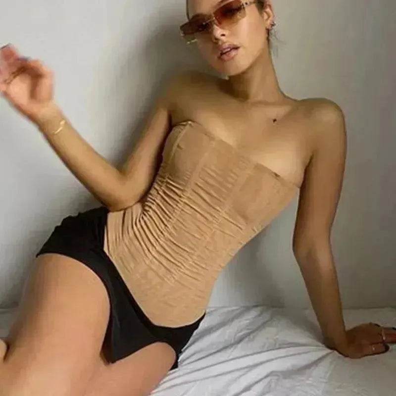 Skinny Sleeveless Tube Top Women Summer New Mesh Crop Corset Tank Party Streetwear Chest - EX-STOCK Canada