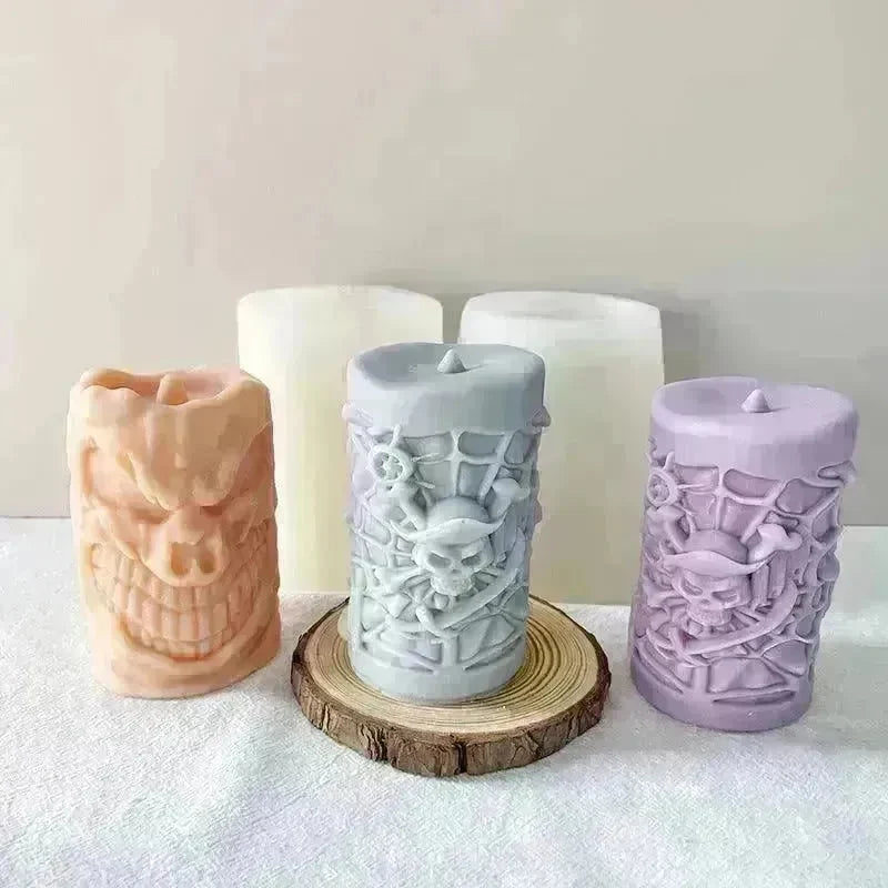 Skull Ornament Cylindrical Scented Candle Mould - EX-STOCK CANADA