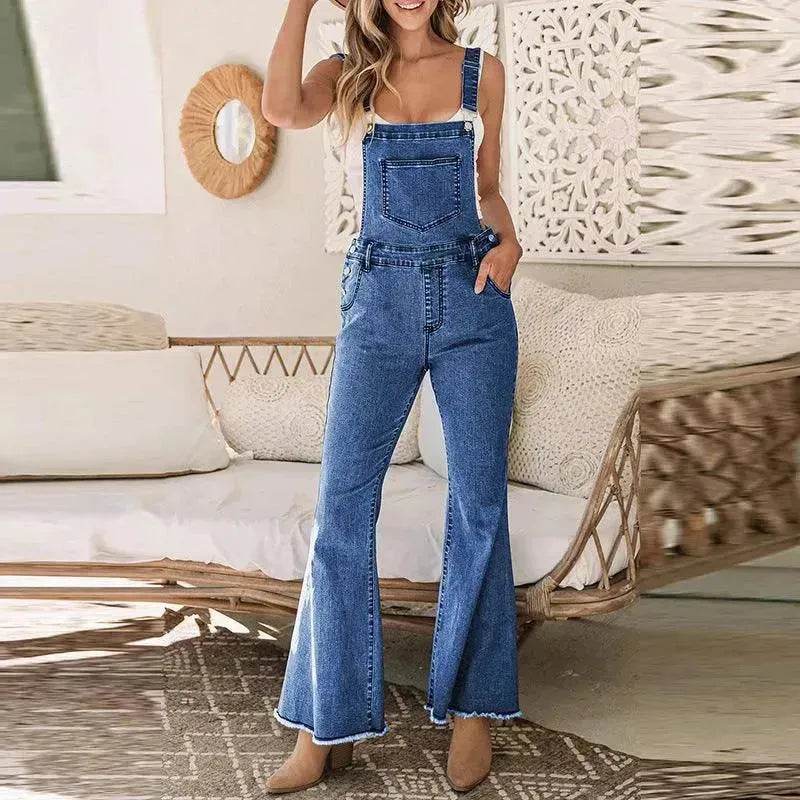 Sleeveless Jumpsuit All-match Multi-pocket Flared Pants - EX-STOCK Canada