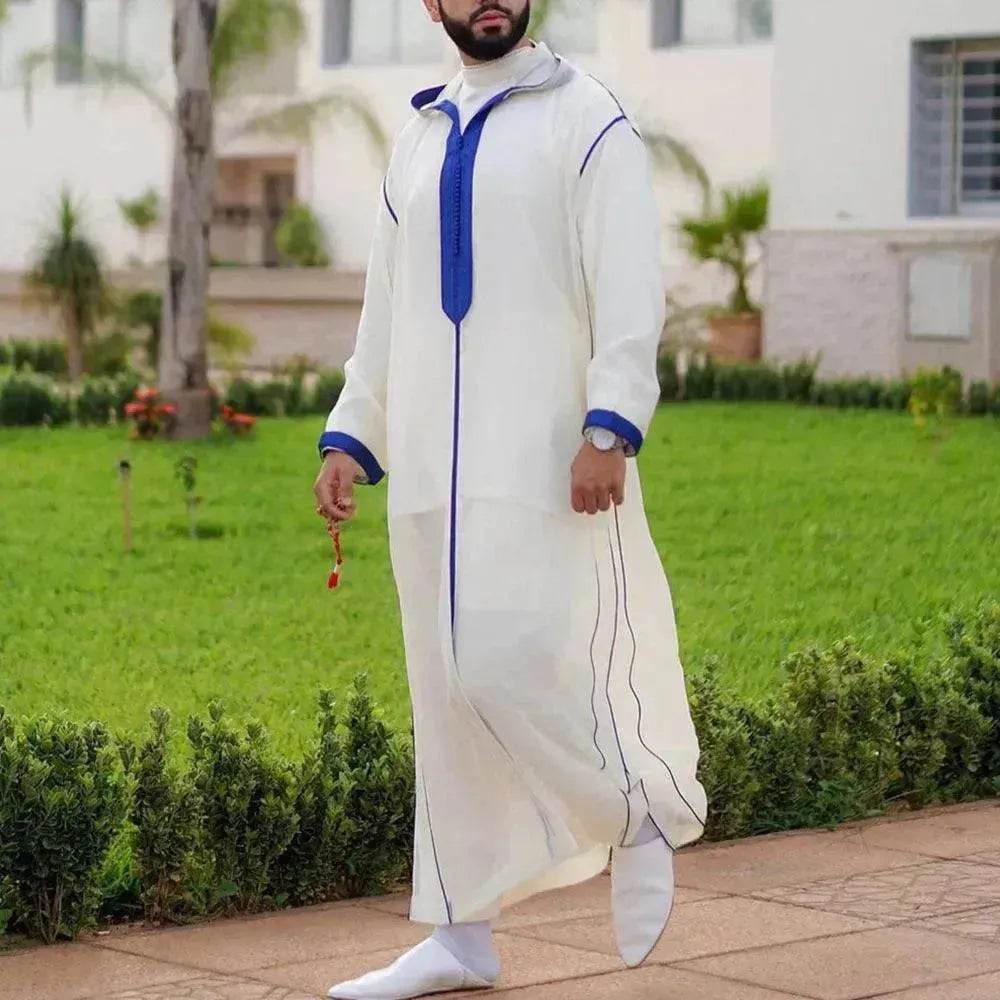 Fashionable and Elegant Slim-fit White Arab Robe Shirt Moroccan Men's Jalabiya - EX-STOCK Canada