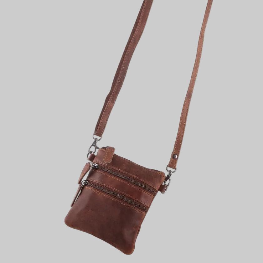 Mini sac à bandoulière en cuir Greenwood avec 3 poches zippées | EX-STOCK Canada