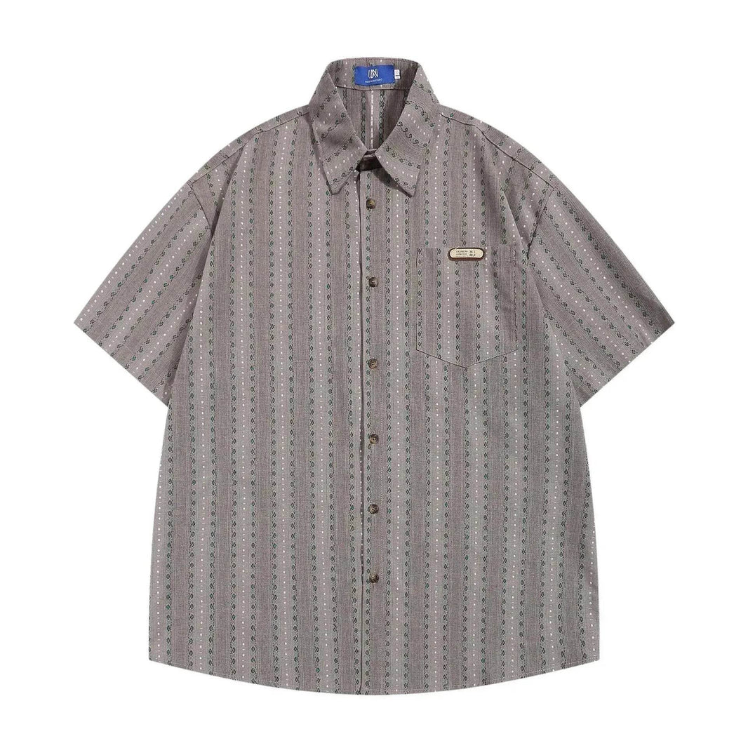 Small Floral Vertical Stripes Casual Short-sleeved Shirt - EX-STOCK Canada