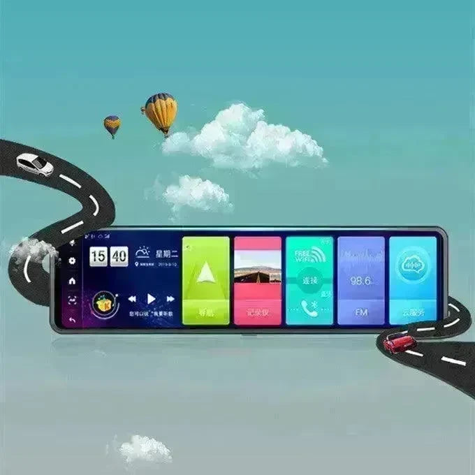 Smart 170 wide angle Bluetooth, GPS, Speed monitoring, collision sensing, front and back view, reversing image Rearview Mirror Tachograph Double Recording Dashcam HDR Backup Camera for cars - EX-STOCK CANADA