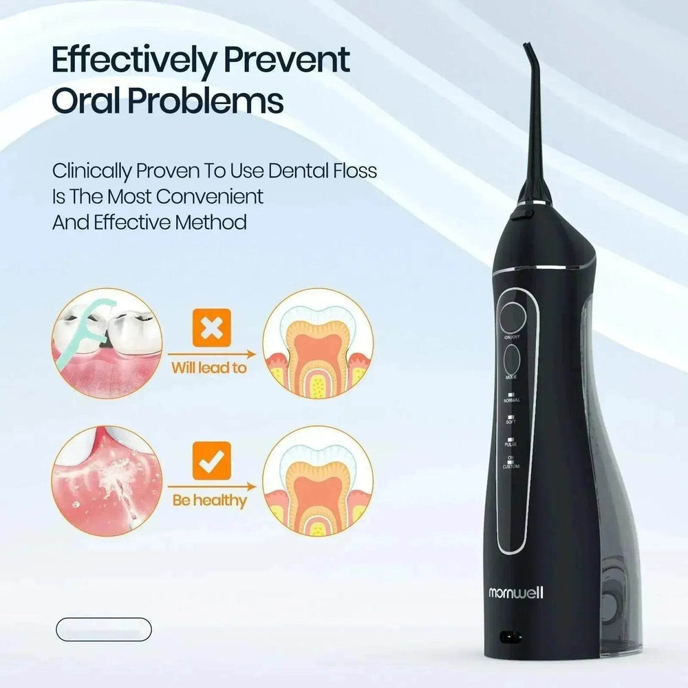 Smart Electric Portable Cordless Dental Water Flosser for Teeth Cleaning - Rechargeable and IPX7 Waterproof Travel Dental Oral Irrigator - EX-STOCK Canada