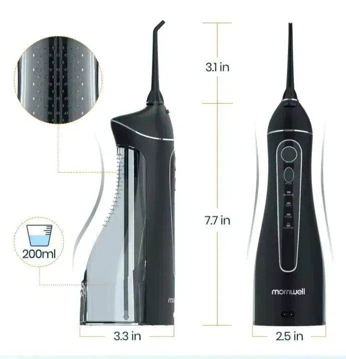 Smart Electric Portable Cordless Dental Water Flosser for Teeth Cleaning - Rechargeable and IPX7 Waterproof Travel Dental Oral Irrigator - EX-STOCK Canada