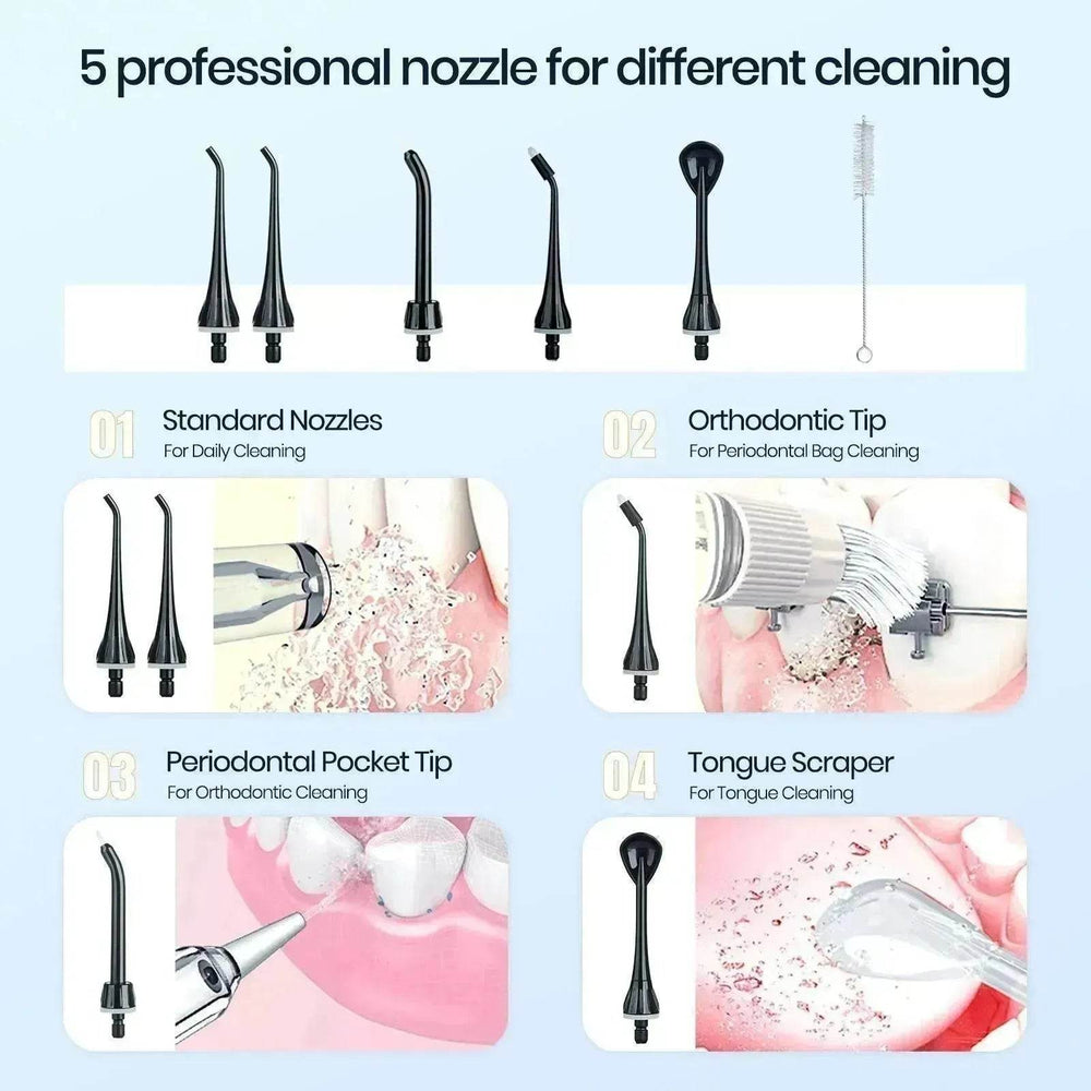 Smart Electric Portable Cordless Dental Water Flosser for Teeth Cleaning - Rechargeable and IPX7 Waterproof Travel Dental Oral Irrigator - EX-STOCK Canada