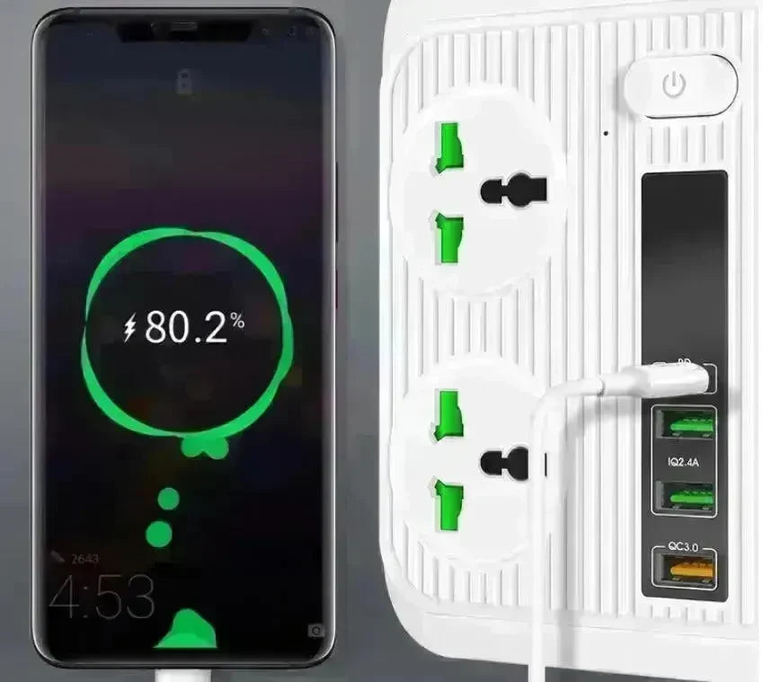 Smart Socket Power TypeC PD 40W QC3.0 Power Strip16AC Universal Outlets 2M Extension Socket Plug - EX-STOCK CANADA