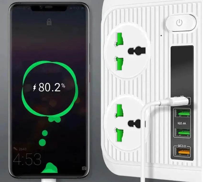 Smart Socket Power TypeC PD 40W QC3.0 Power Strip16AC Universal Outlets 2M Extension Socket Plug - EX-STOCK Canada