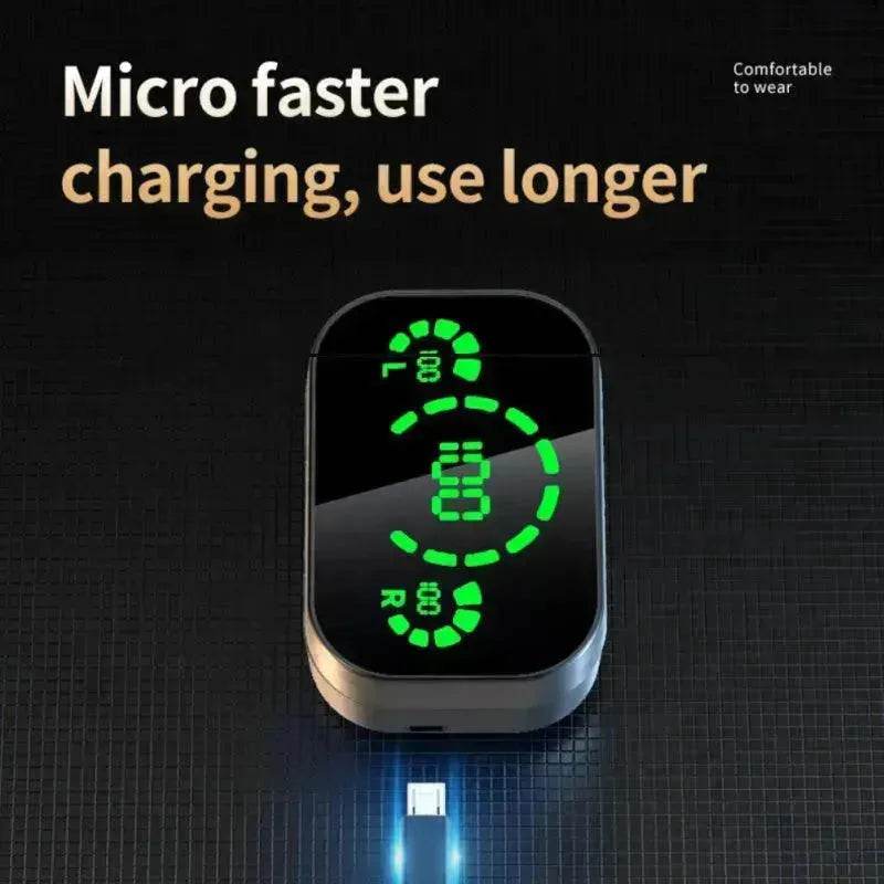 Smart YD03 Wireless Bluetooth Headphone TWS Large Screen Smart Digital Display Noise Cancellation Earpod In-Ear Earbuds Fingerprint Touch Headphone - EX-STOCK Canada