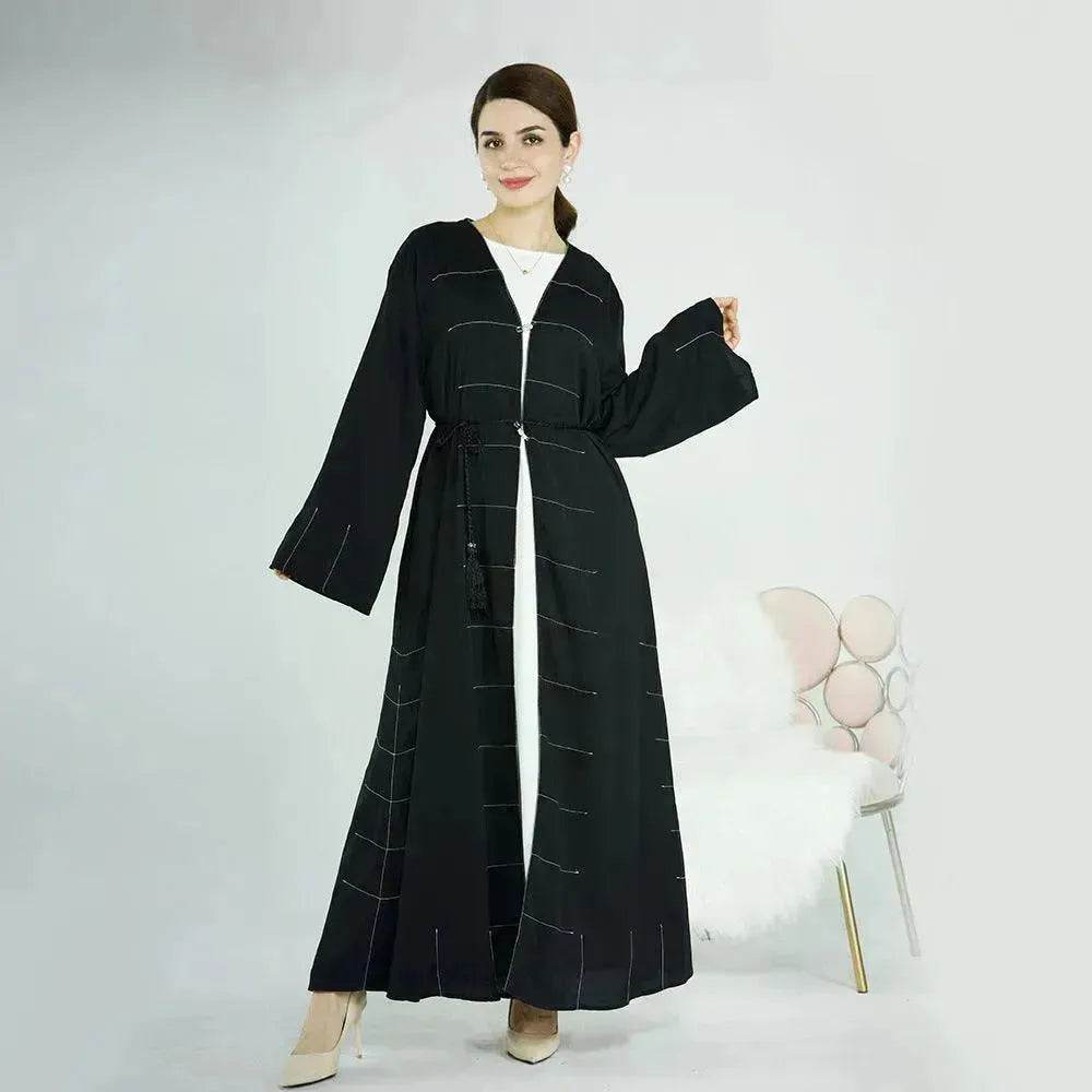 Solid Color Cardigan Abaya Dress Robe for Elegant Arab Dubai Turkey Middle Eastern Women. - EX-STOCK Canada