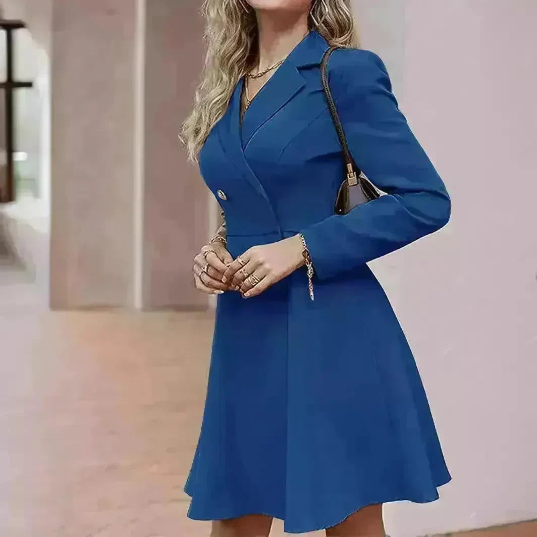 Solid Color Double Breasted Long Sleeve Trench Coat Fashion Slim Coat - EX-STOCK CANADA