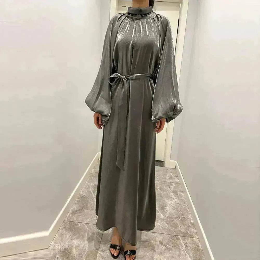 Solid Color Long Sleeve Abaya Dress for Middle East Arab Dubai Turkey Women - EX-STOCK Canada