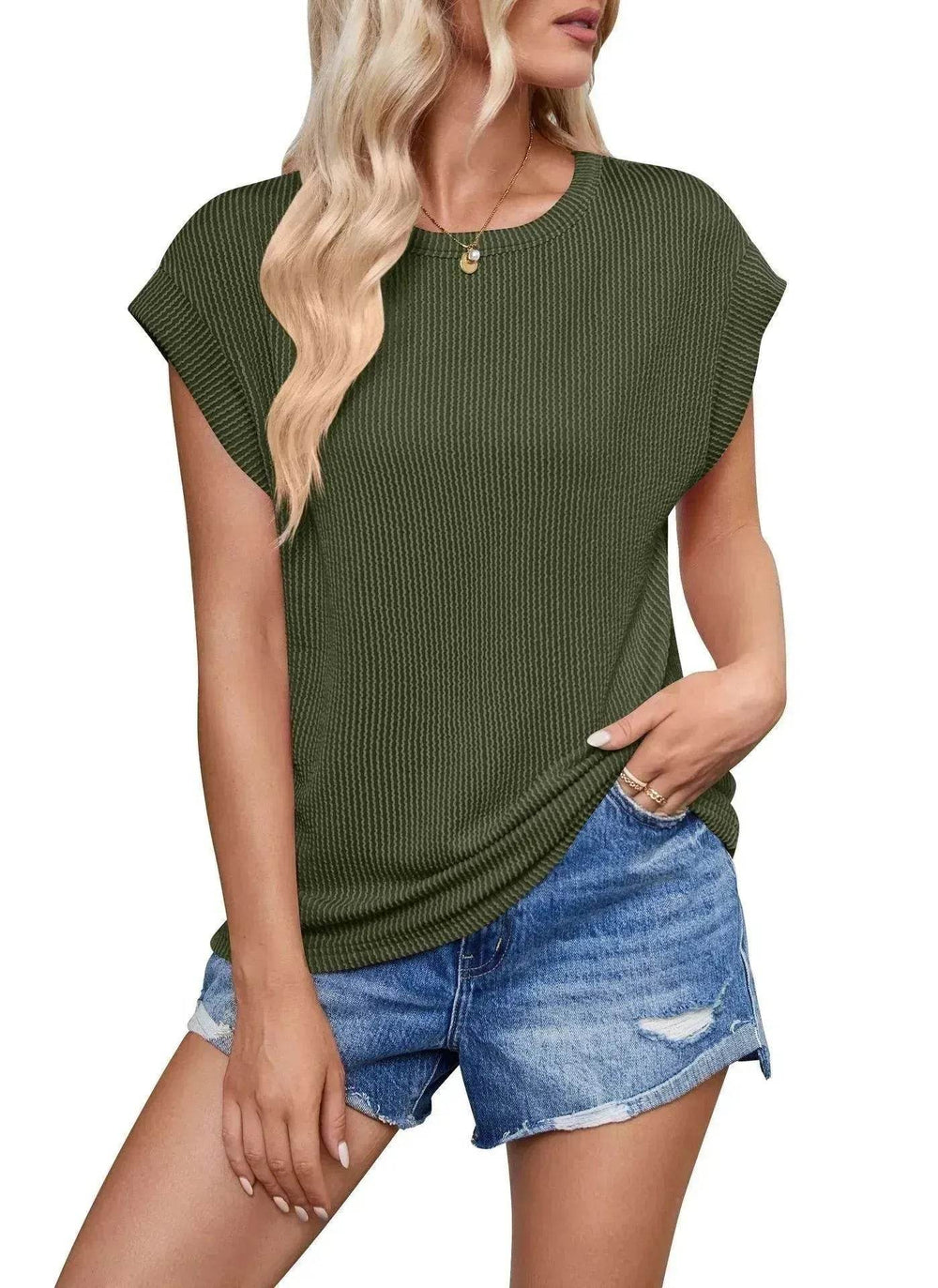 Solid Color Stripe Bat-sleeve Summer Casual Loose Vest blouse Tops for Women. - EX-STOCK Canada