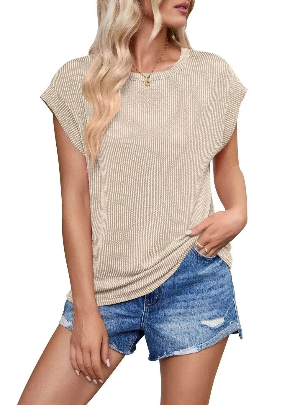 Solid Color Stripe Bat-sleeve Summer Casual Loose Vest blouse Tops for Women. - EX-STOCK Canada