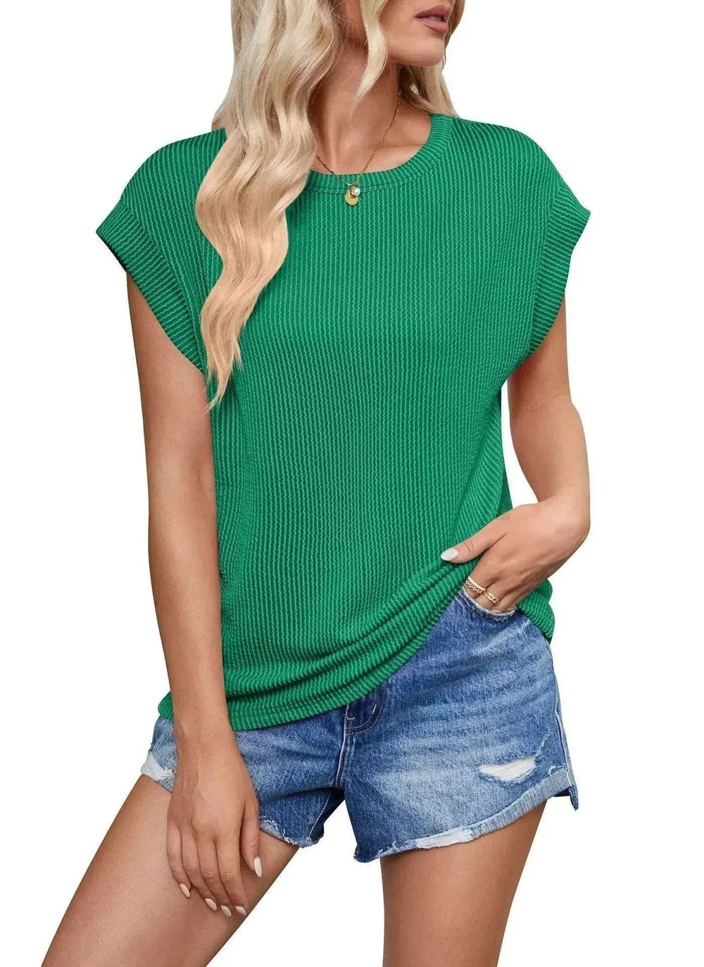 Solid Color Stripe Bat-sleeve Summer Casual Loose Vest blouse Tops for Women. - EX-STOCK Canada