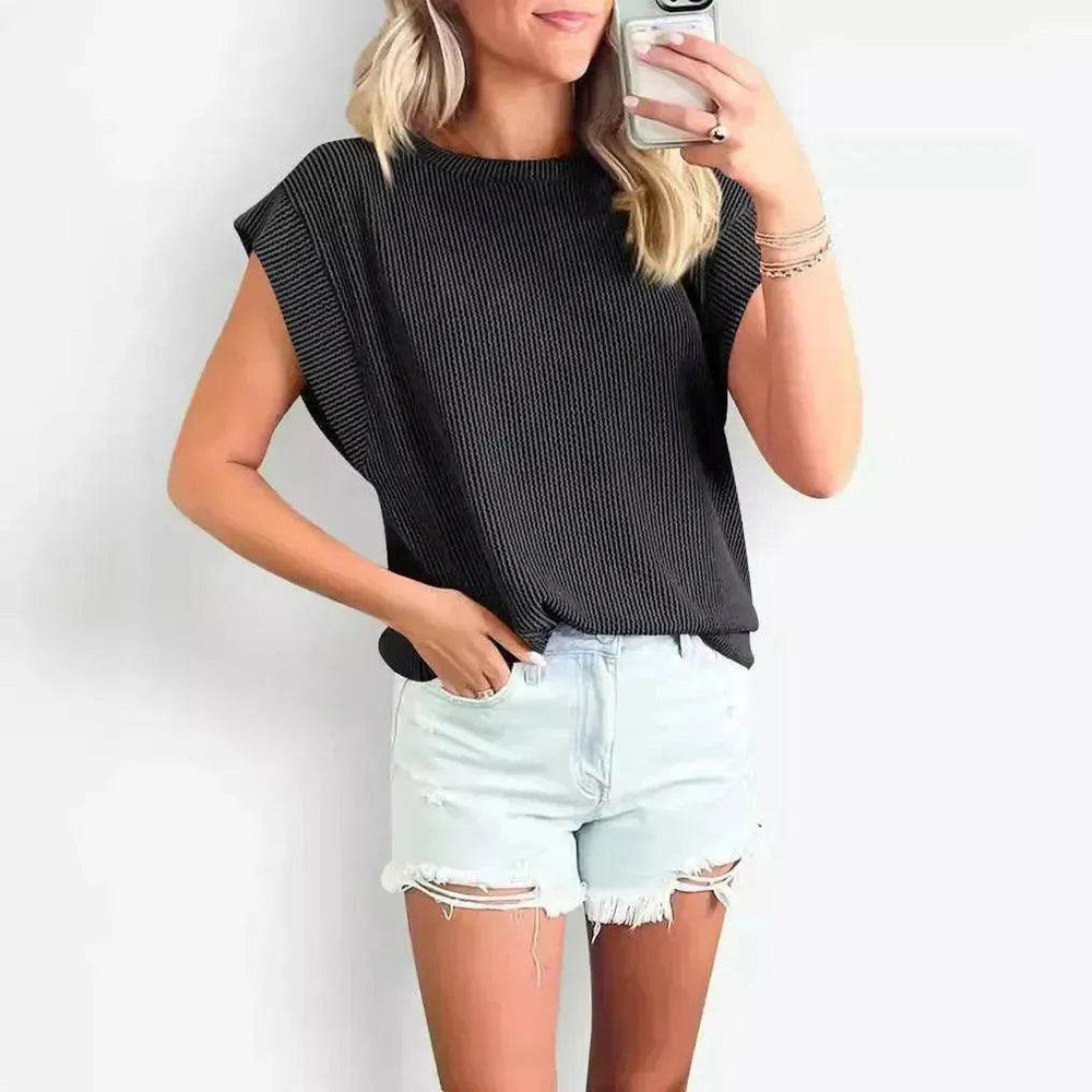 Solid Color Stripe Bat-sleeve Summer Casual Loose Vest blouse Tops for Women. - EX-STOCK Canada