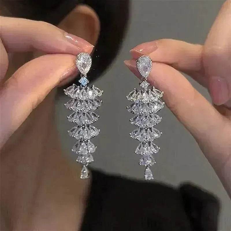 Sparkling Zircon Christmas Tree Drop Earrings For Women Trendy Xmas Tree Plant Dangle Earrings New Year Festival Party Jewelry - EX-STOCK Canada