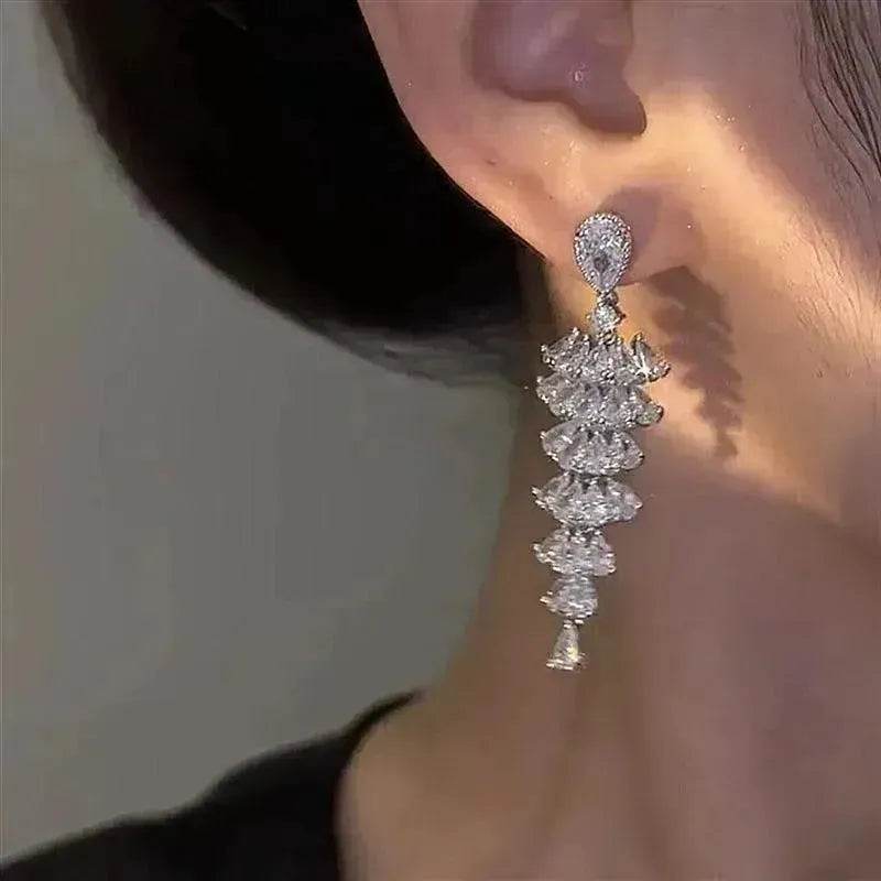 Sparkling Zircon Christmas Tree Drop Earrings For Women Trendy Xmas Tree Plant Dangle Earrings New Year Festival Party Jewelry - EX-STOCK Canada