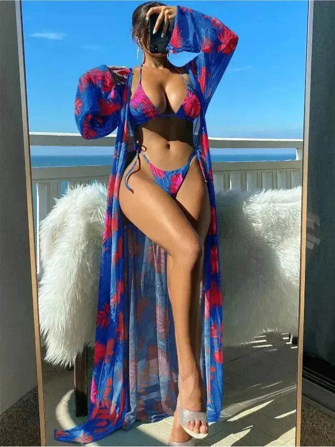 Split Long Sleeve Ins Blouse Banded Bikini - EX-STOCK Canada