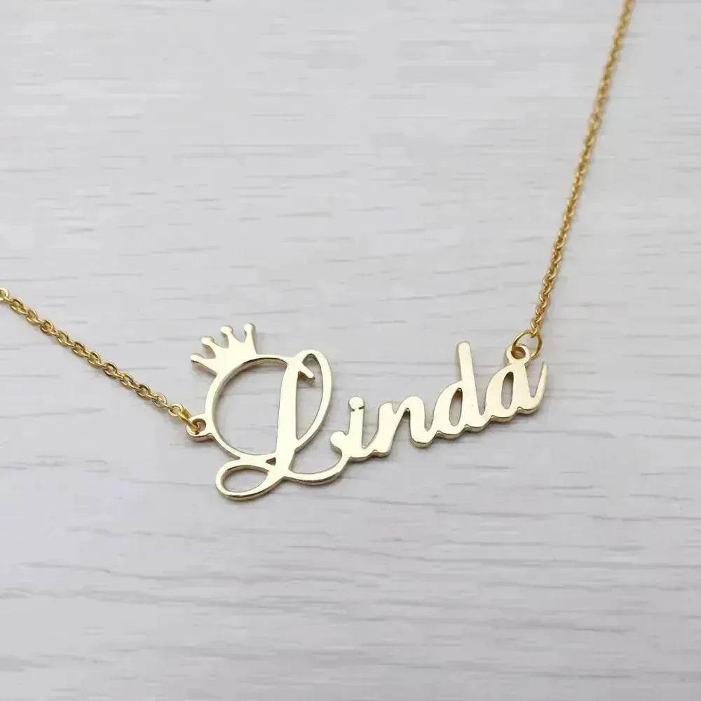 Stainless steel name letter custom crown necklace metal jewelry - EX-STOCK Canada