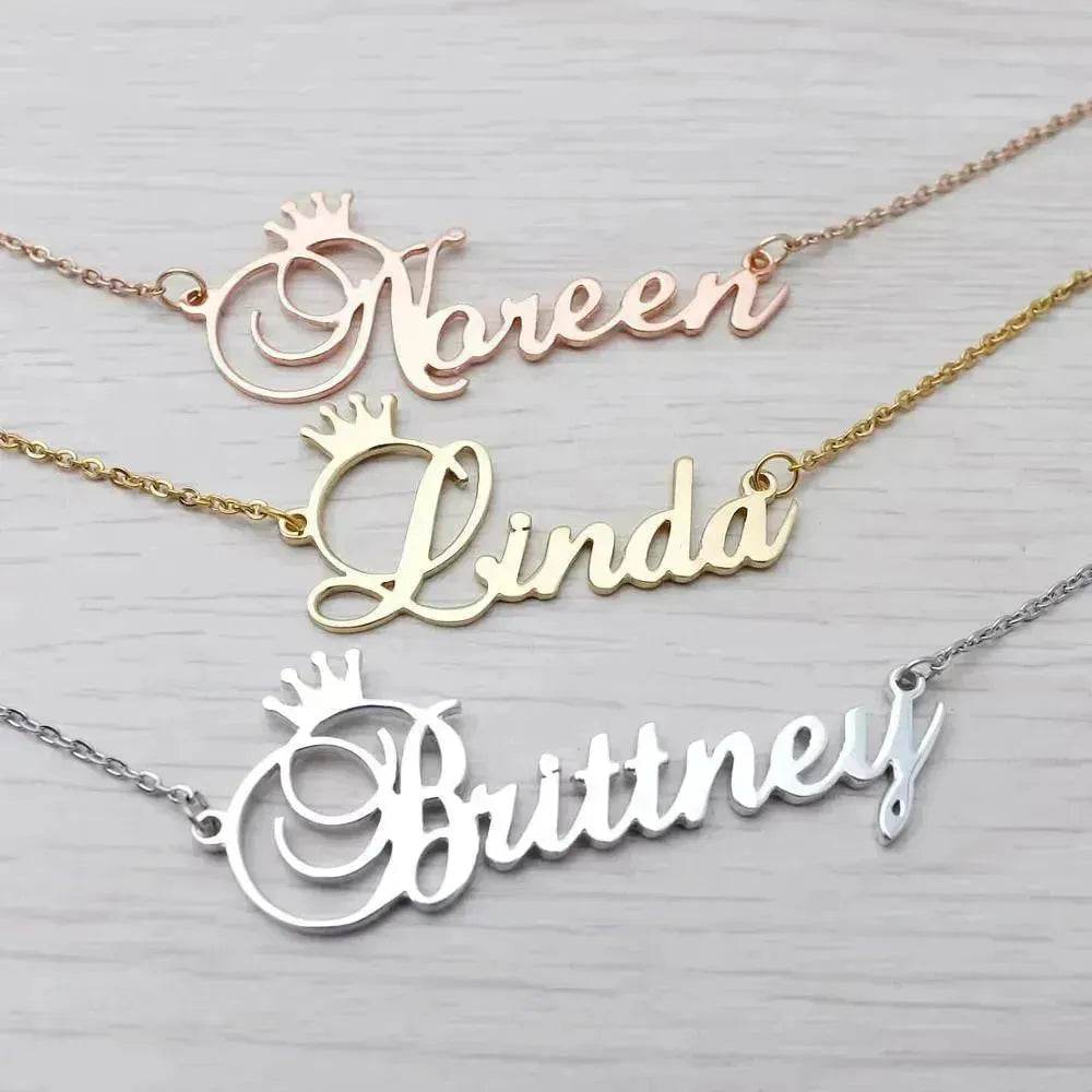 Stainless steel name letter custom crown necklace metal jewelry - EX-STOCK Canada