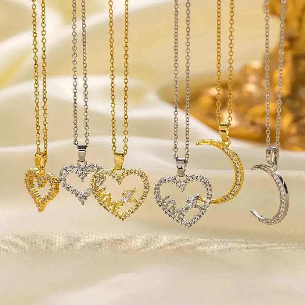 Stainless Steel Necklace Women's Fashion Copper-plated Gold Pendant Clavicle Chain For Mother Girlfriend Gift - EX-STOCK Canada