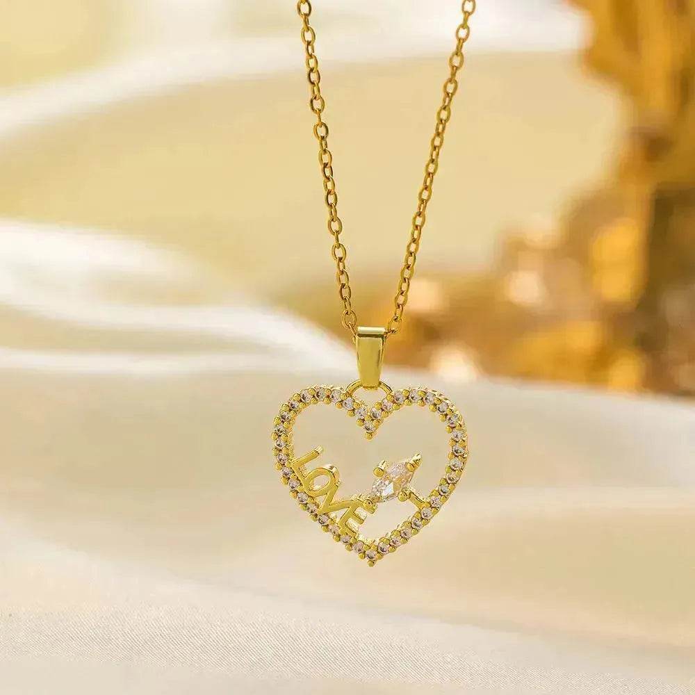 Stainless Steel Necklace Women's Fashion Copper-plated Gold Pendant Clavicle Chain For Mother Girlfriend Gift - EX-STOCK Canada