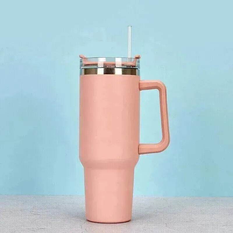 Stainless Steel Water Tumbler 40 Oz Cup Handle Straw Insulated Bottle Dupe Mug - EX-STOCK Canada