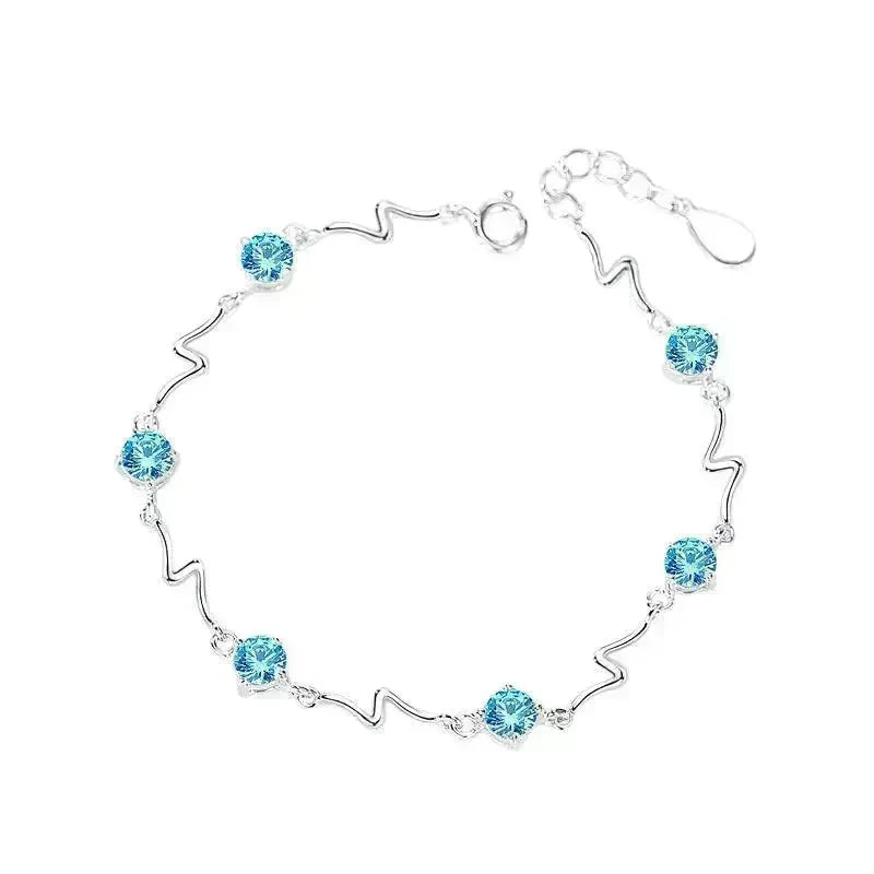 Sterling Silver Heartbeat Crystal Bracelet Female Lightning Silver Bracelet for Women - EX-STOCK CANADA