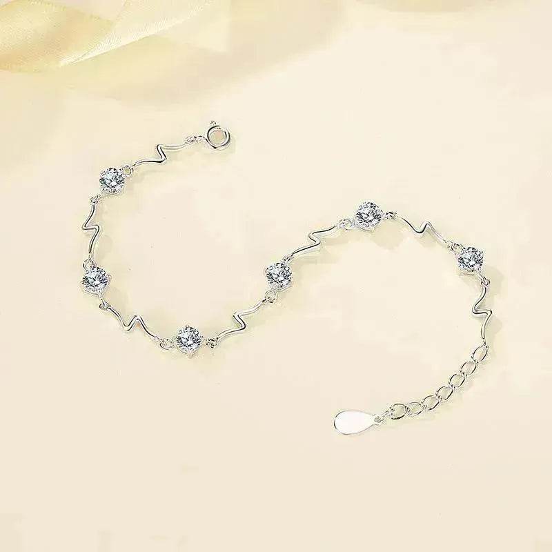Sterling Silver Heartbeat Crystal Bracelet Female Lightning Silver Bracelet for Women - EX-STOCK Canada