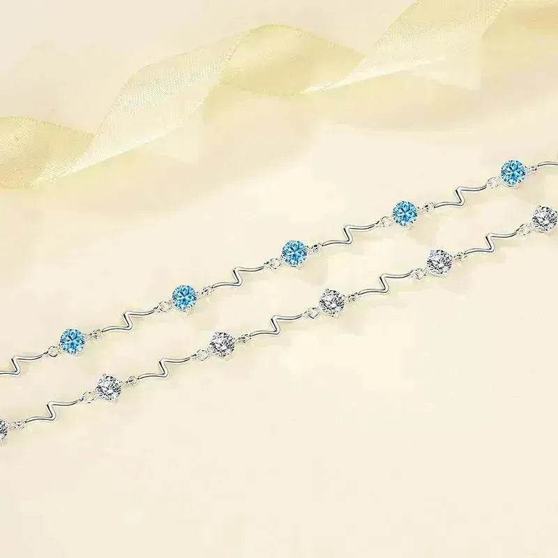 Sterling Silver Heartbeat Crystal Bracelet Female Lightning Silver Bracelet for Women - EX-STOCK Canada