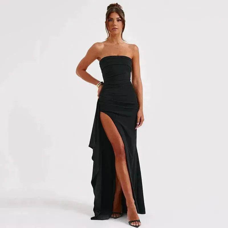 Strapless Split Long Dress Summer Fashion Pleated Bridesmaid Dress For Womens Party Wedding Clothing - EX-STOCK Canada