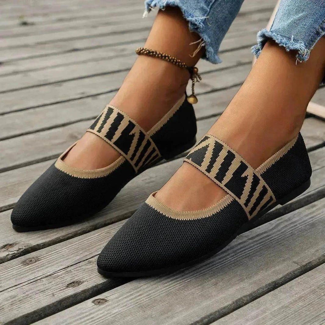 Striped Flats Shoes Fashion Casual Pointed Toe Loafers Lazy Shoes For Women - EX-STOCK Canada