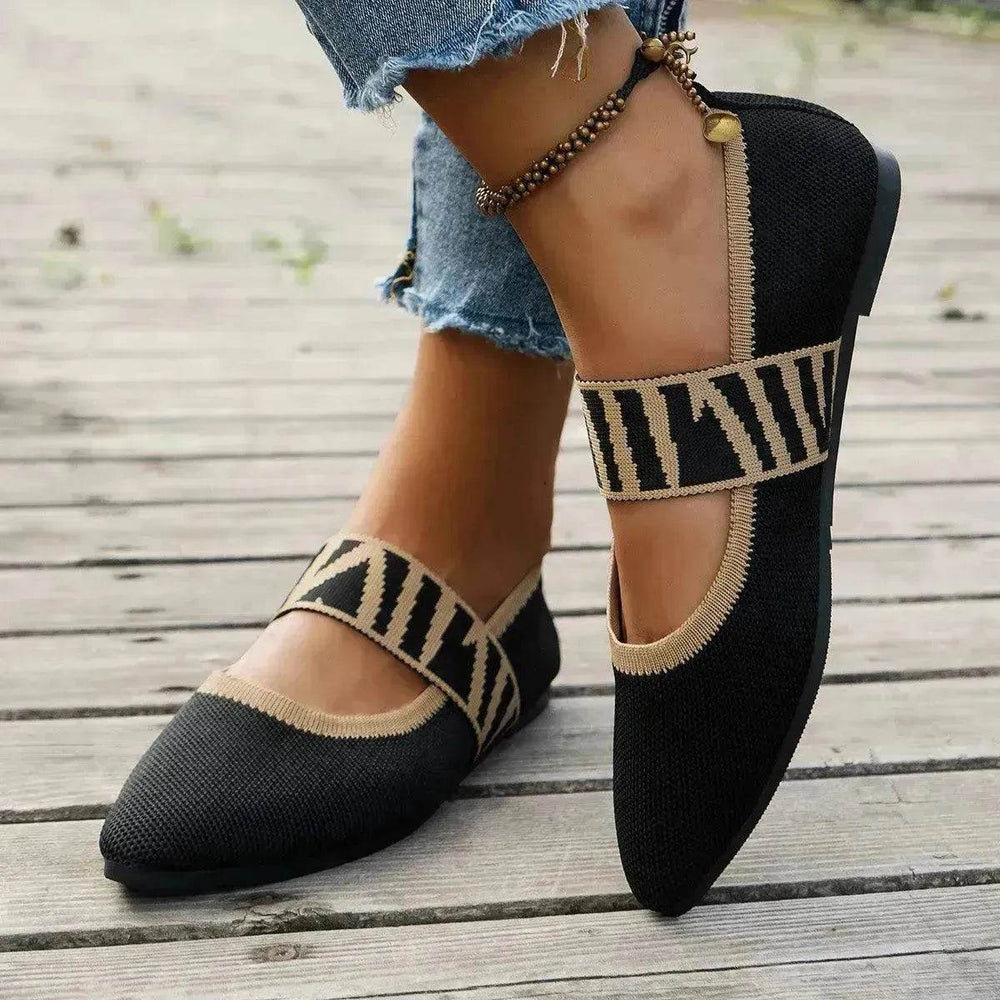 Striped Flats Shoes Fashion Casual Pointed Toe Loafers Lazy Shoes For Women - EX-STOCK Canada