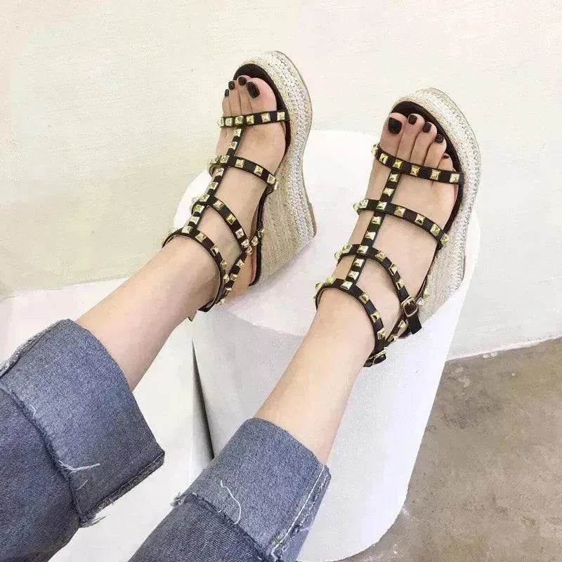 Studded Fashion Roman Style Platform Wedge Heel Women Sandals. - EX-STOCK Canada