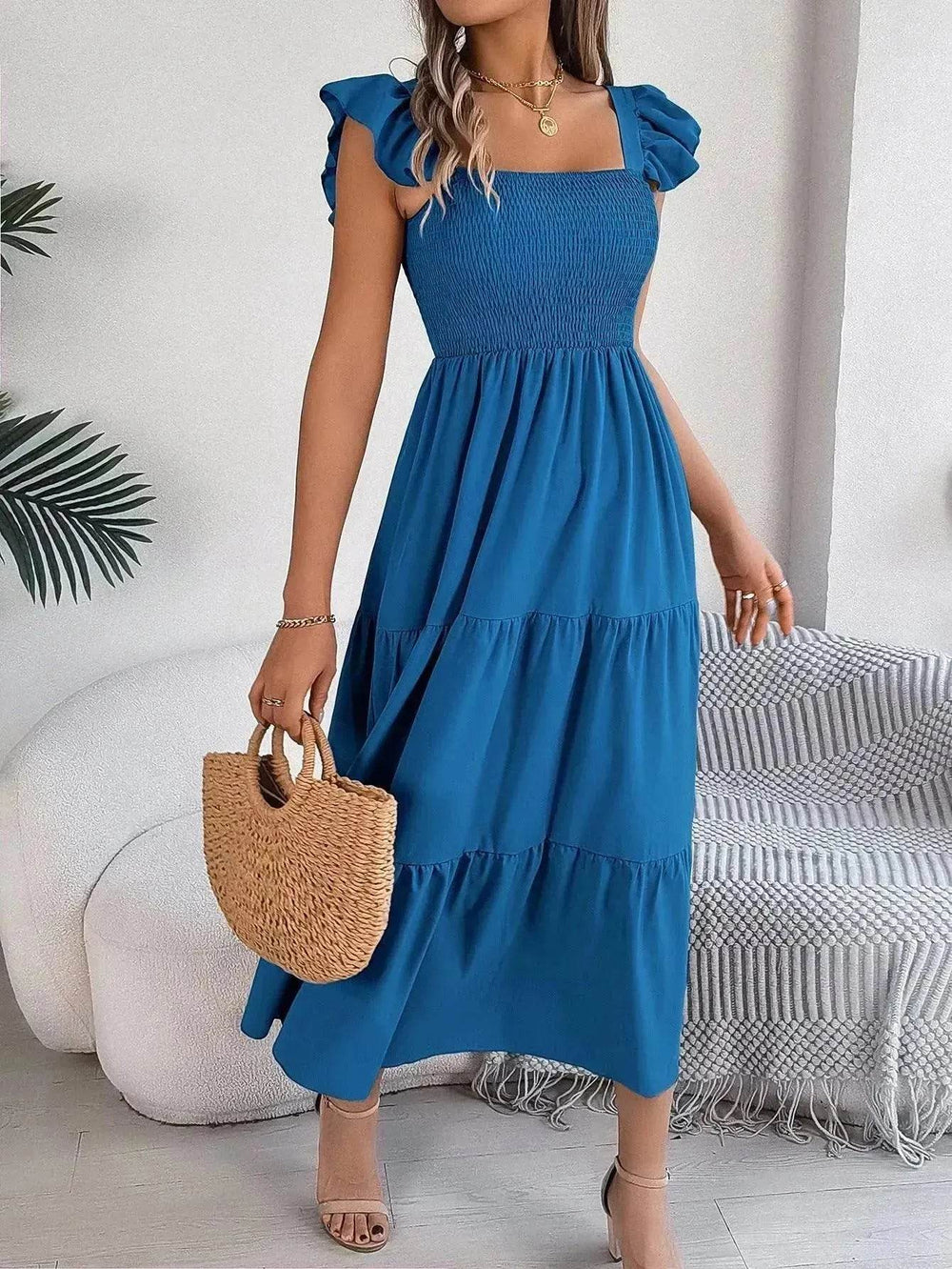Summer Dress Casual Women's Sleeveless Midi Dress Pleated Long Layered Dress - EX-STOCK Canada