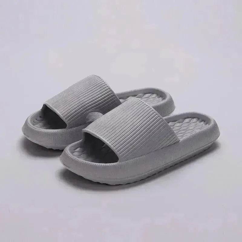 Summer EVA Slippers Solid Color Rhombus Stripe Anti-slip Slippers New Women's Home Shoes - EX-STOCK Canada