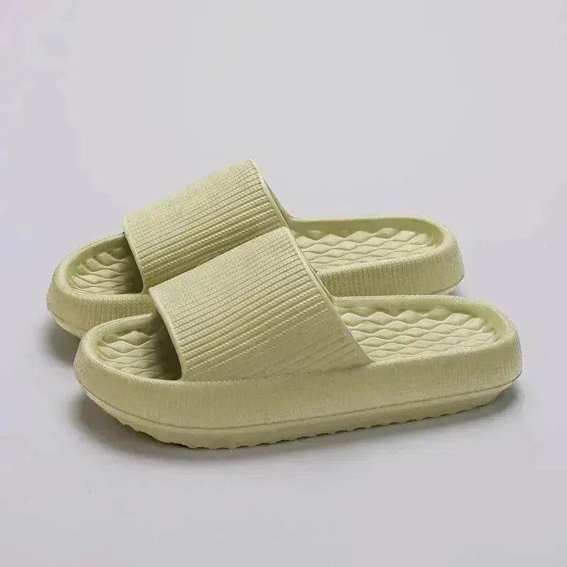 Summer EVA Slippers Solid Color Rhombus Stripe Anti-slip Slippers New Women's Home Shoes - EX-STOCK Canada