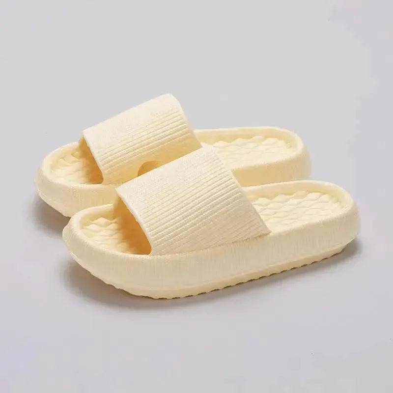 Summer EVA Slippers Solid Color Rhombus Stripe Anti-slip Slippers New Women's Home Shoes - EX-STOCK Canada