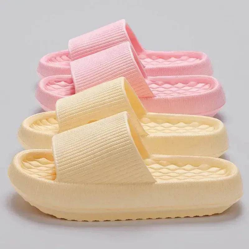 Summer EVA Slippers Solid Color Rhombus Stripe Anti-slip Slippers New Women's Home Shoes - EX-STOCK Canada