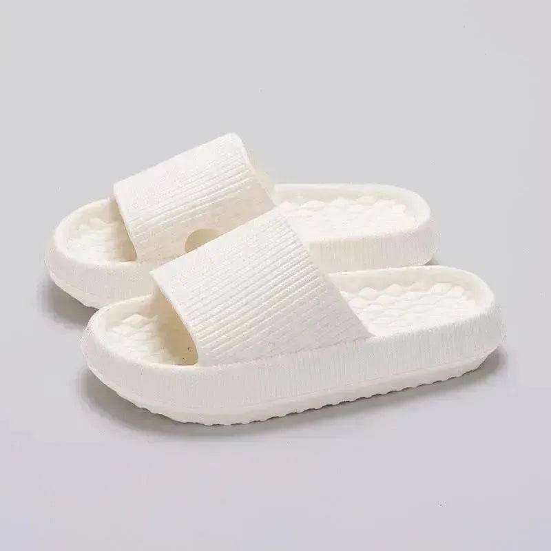 Summer EVA Slippers Solid Color Rhombus Stripe Anti-slip Slippers New Women's Home Shoes - EX-STOCK Canada