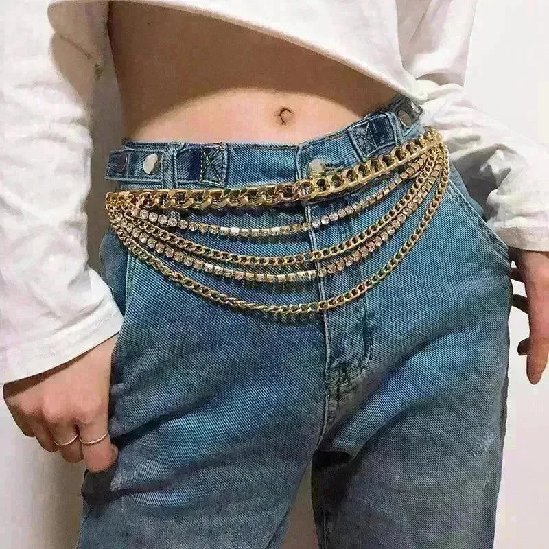 Summer Jewelry Hot Pants Chain Multilayer Chain Gold Fashion Jeans Hip Hop Punk Street Shooting Accessories Waist Chain Women - EX-STOCK CANADA